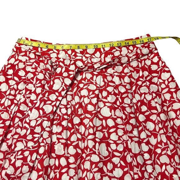 Talbots Red Floral Cotton  Midi Skirt Size 14 NWT - Picture 5 of 6